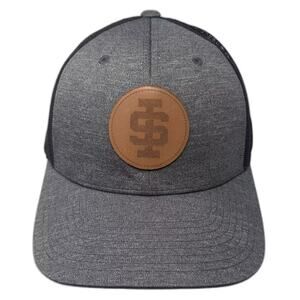 Team 365 Trucker Hat Gray Black OS Snapback Mesh Adjustable Logo Leather Patch